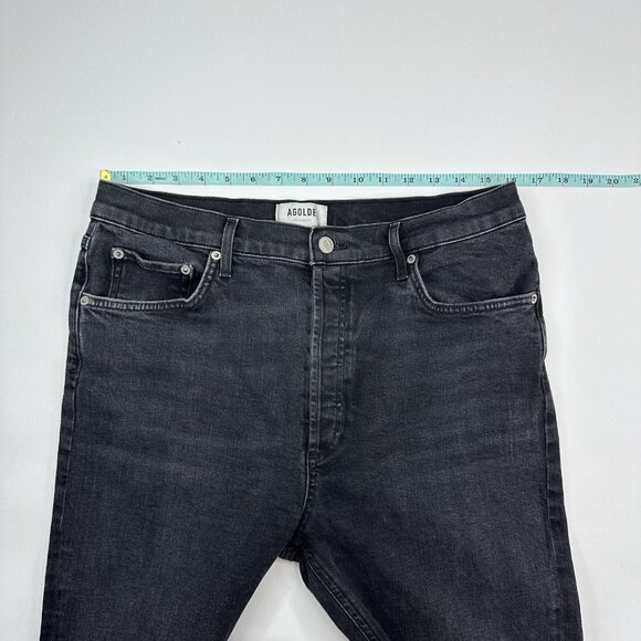 AGOLDE Women Black Pepper Hi-Rise Straight Crop Designer Luxury Jean W32/L26 - Picture 8 of 12